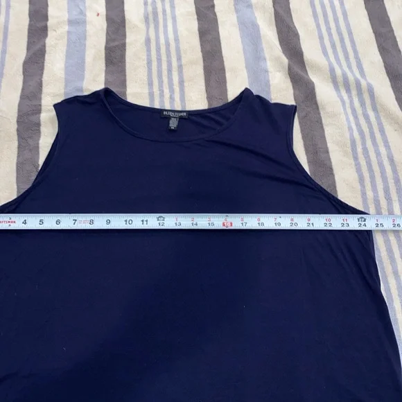Eileen Fisher Blue Relaxed Sleeveless Tank Top Jersey Scoop Neck Tank Sz 2X - Picture 5 of 7
